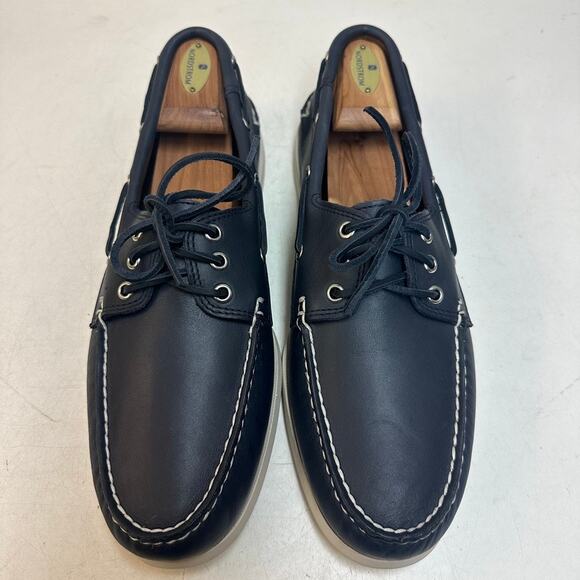 NWOT Quoddy Men\'s Head Boat Shoe Moccasin Navy Blue Handsewn Maine USA 12 D main image 10